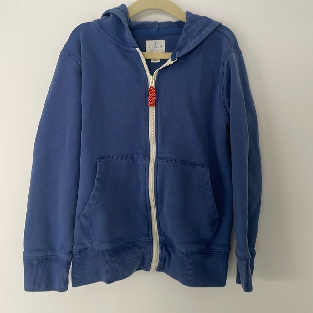 Crew cuts 100% cotton blue zip up hoodie size 6 to 7 years great condition